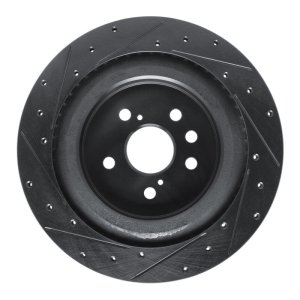 Lexus RX450h Brake Rotor (1) - Rear Right - R1 Concepts - Drilled & Slotted - Black - `20-`25